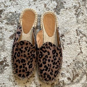 J.Crew Canvas Leopard Espadrille Size 7